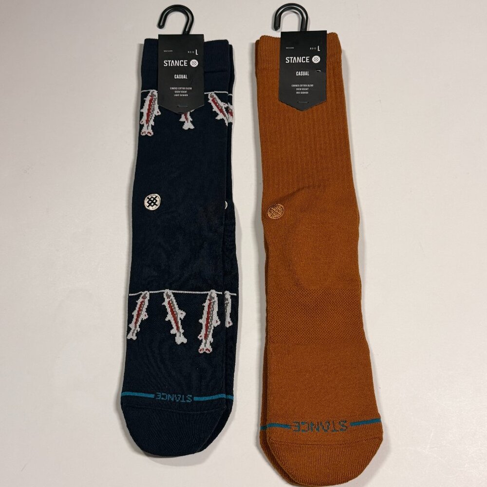 NWT Stance Combed Cotton Blend Crew Socks  - Large - 2 Pair Gone Fishin' – Spice